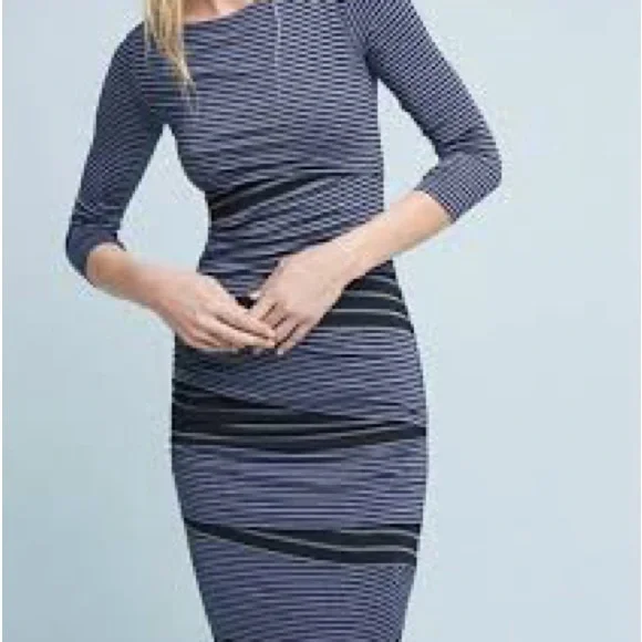 Anthropology soft Large Blue Ruched NWT Baily 44 Bodycon Dress stretchy - Picture 11 of 14